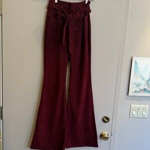 Flying Tomato Elegant Burgundy High-Waisted Pants